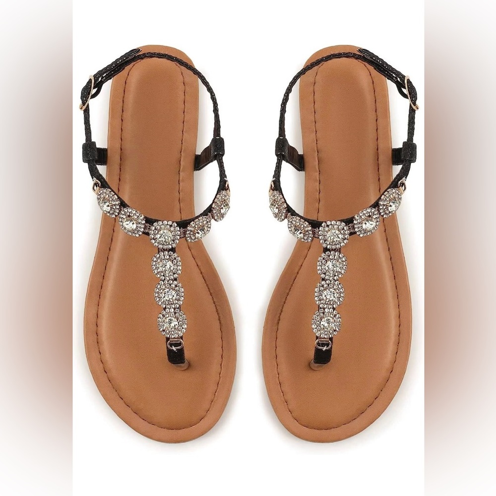 NWB MUSSHOE Sandals for Women Dress Summer Rhinestone Sandals for Women